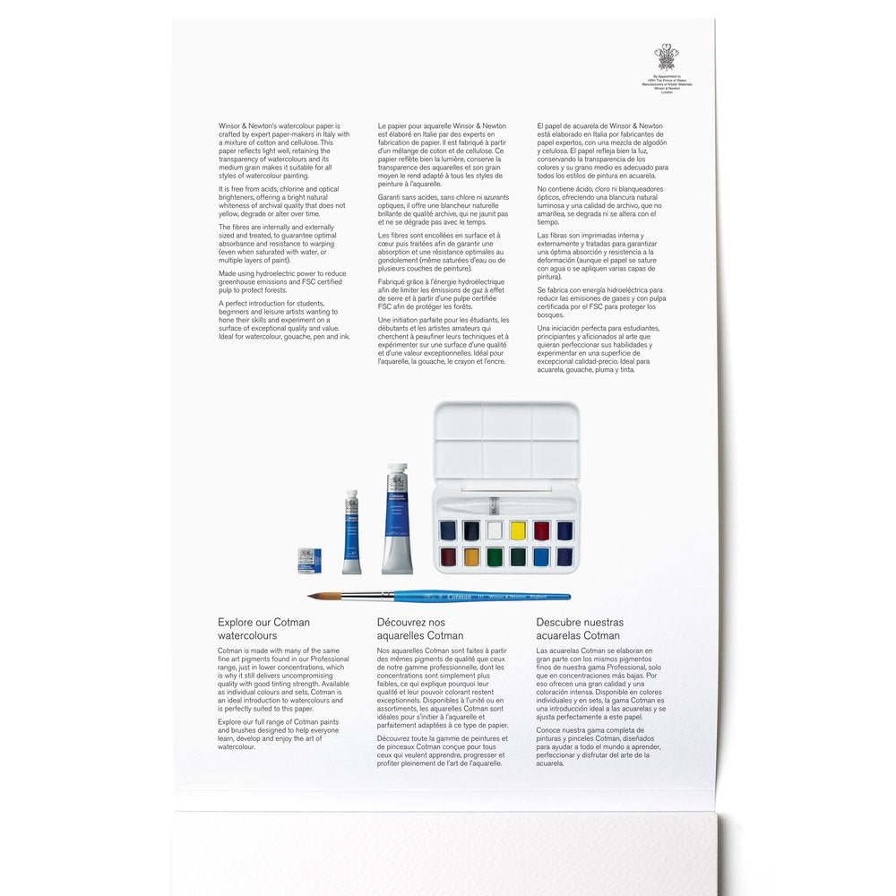 Winsor & Newton Sulu Boya Bloknotu (Yapışkanlı) Soğuk Baskı 300gr 12 Sayfa A5 (14.8x21cm)