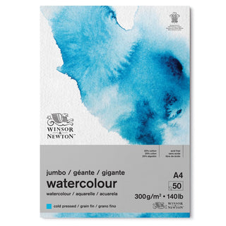 Winsor & Newton Sulu Boya Jumbo Bloknotu (Yapışkanlı) Soğuk Baskı 300gr 50 Sayfa A4 (21x29.7cm)