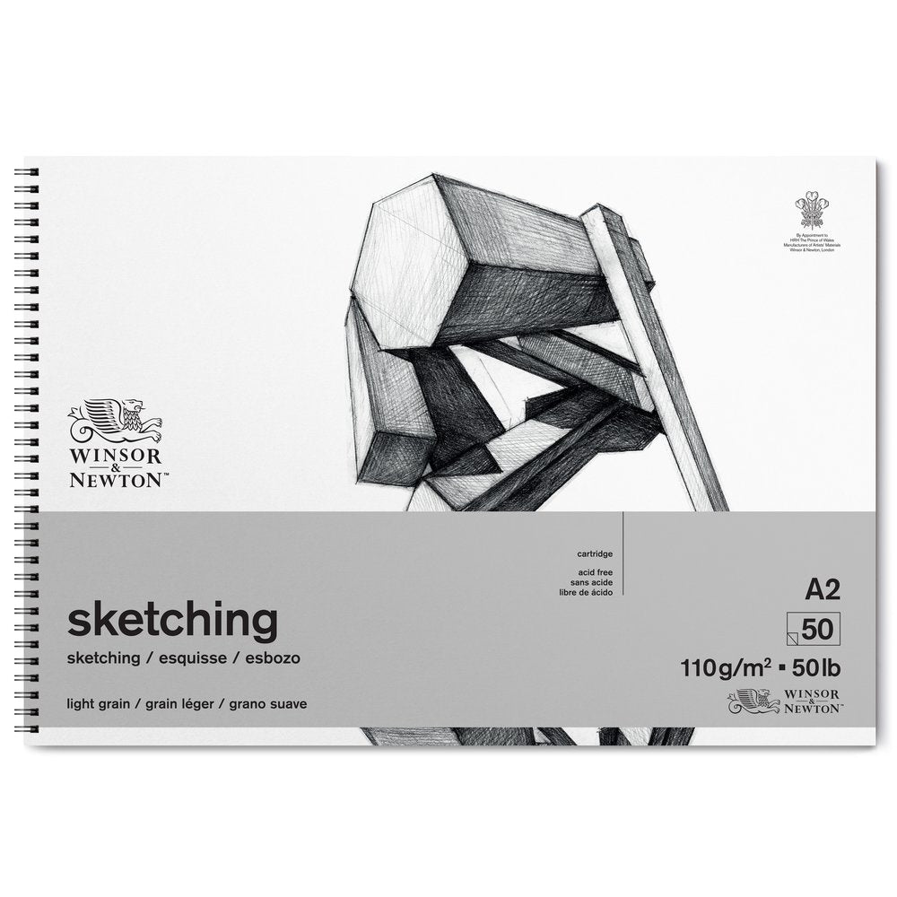 Winsor & Newton Eskiz Çizim Bloknotu (Spiralli) Yatay Hafif Dokulu 110gr 50 Sayfa A2 (42x59.4cm)