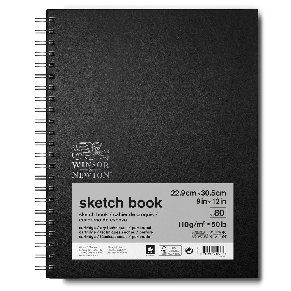 Winsor & Newton Eskiz Çizim Bloknotu (Spiralli) Siyah Hafif Dokulu 110gr 50 Sayfa 23x31cm