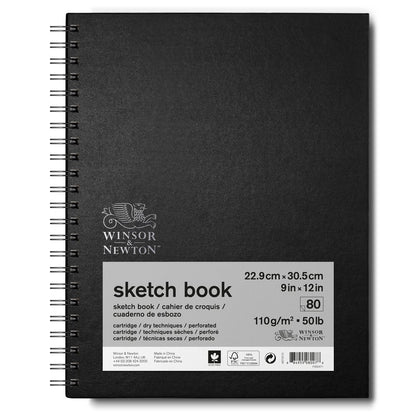Winsor & Newton Eskiz Çizim Bloknotu (Spiralli) Siyah Hafif Dokulu 110gr 50 Sayfa 23x31cm