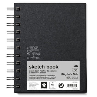 Winsor & Newton Eskiz Çizim Bloknotu (Spiralli) Siyah Hafif Dokulu 170gr 50 Sayfa A6 (10.5x14.8cm)