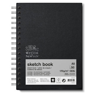 Winsor & Newton Eskiz Çizim Bloknotu (Spiralli) Siyah Hafif Dokulu 170gr 50 Sayfa A5 (14.8x21cm)
