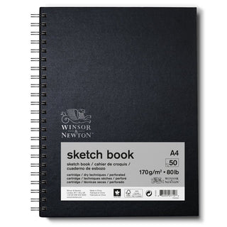 Winsor & Newton Eskiz Çizim Bloknotu (Spiralli) Siyah Hafif Dokulu 170gr 50 Sayfa A4 (21x29.7cm)