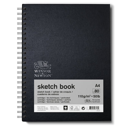 Winsor & Newton Eskiz Çizim Bloknotu (Spiralli) Siyah Hafif Dokulu 110gr 80 Sayfa A4 (21x29.7cm)