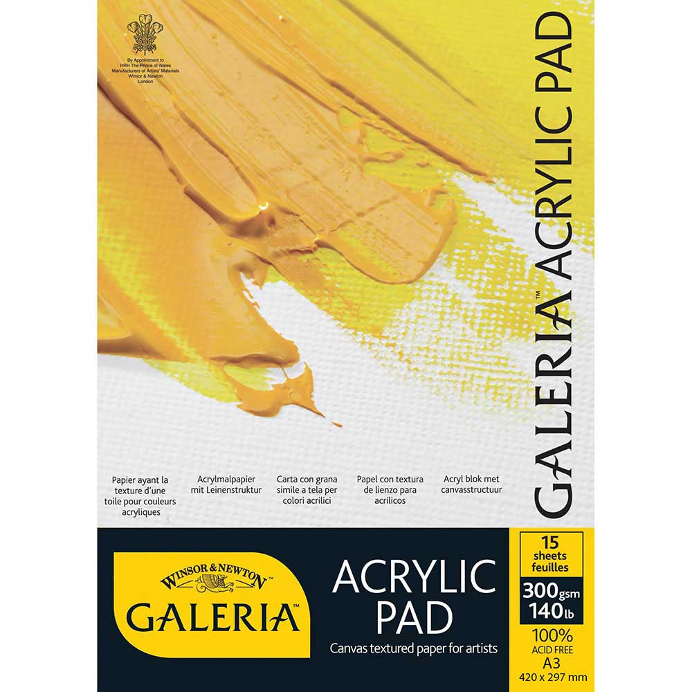 Winsor & Newton Galeria Acrylic Pad 300gr Akrilik Blok 15 Sayfa A3 (29.7x42cm)