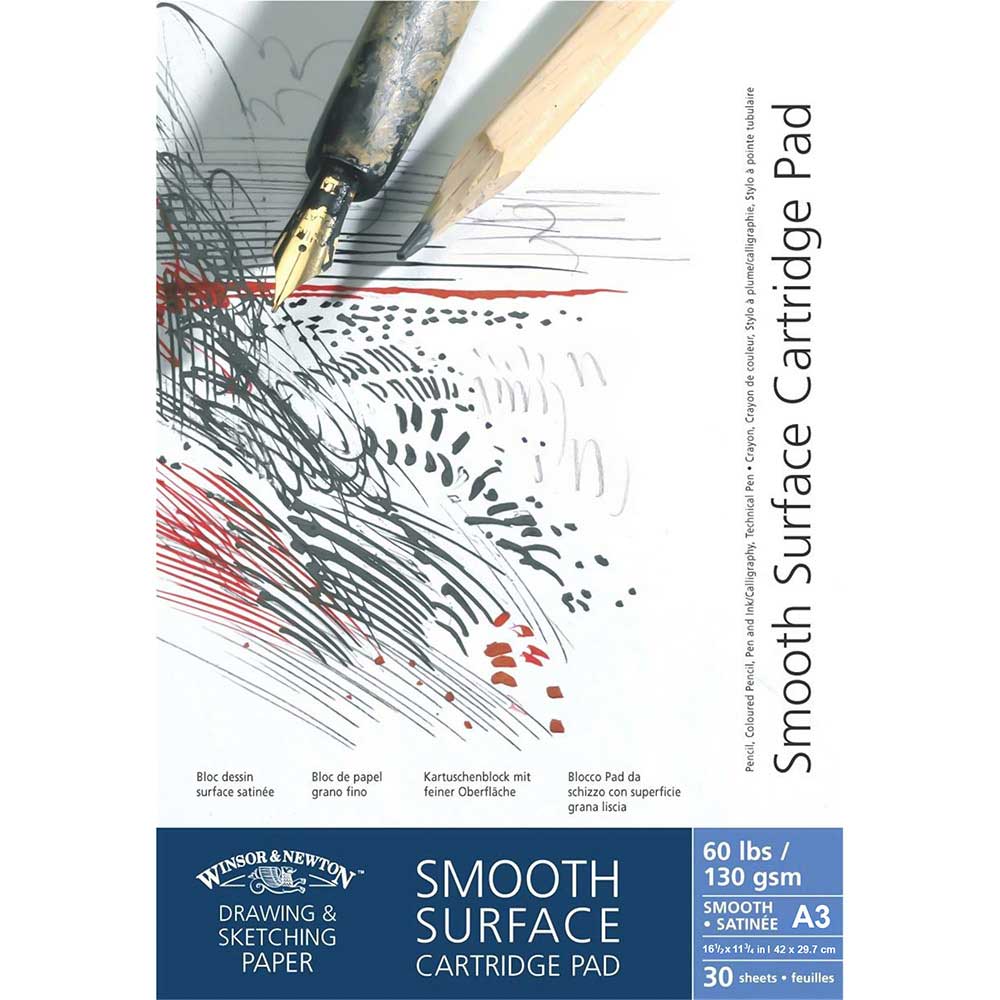 Winsor & Newton Smooth Surface Cartridge Pad 130gr Çizim Blok 30 Sayfa A3 (29.7x42cm)