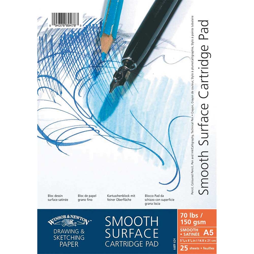 Winsor & Newton Smooth Surface Cartridge Pad 150gr Çizim Blok 25 Sayfa A5 (14.8x21cm)