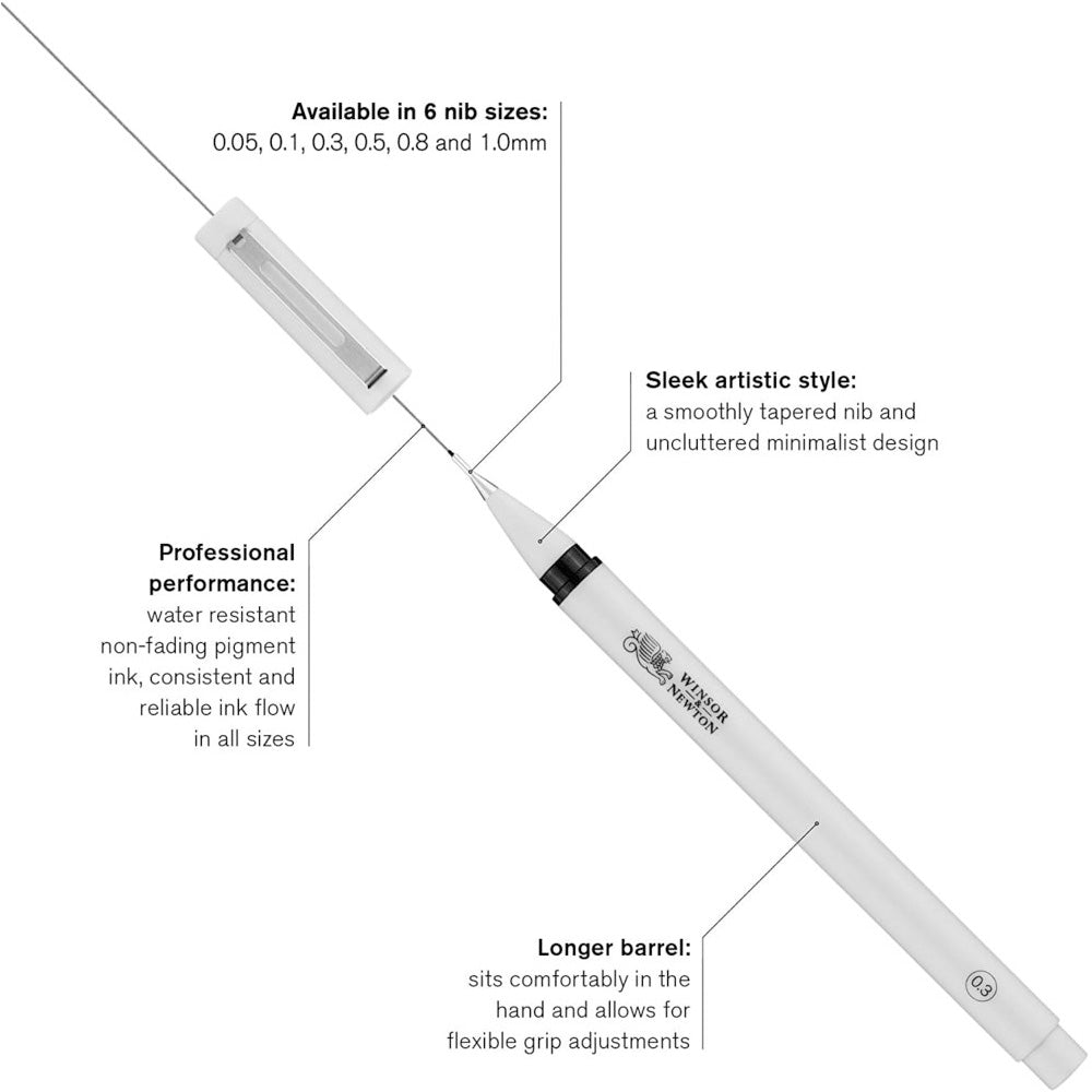 Winsor & Newton Fineliner 0.5mm Siyah İnce Çizim Kalemi