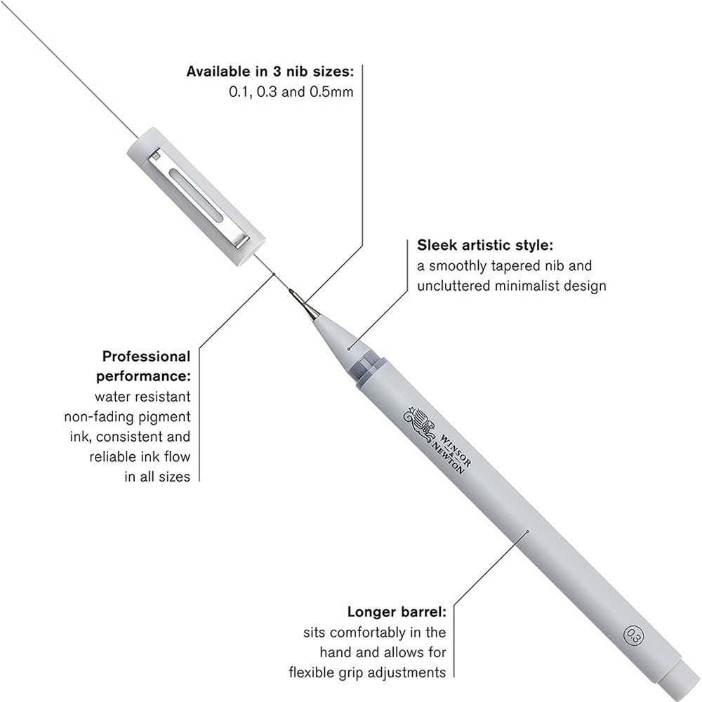 Winsor & Newton Fineliner 0.3mm Soğuk Gri İnce Çizim Kalemi