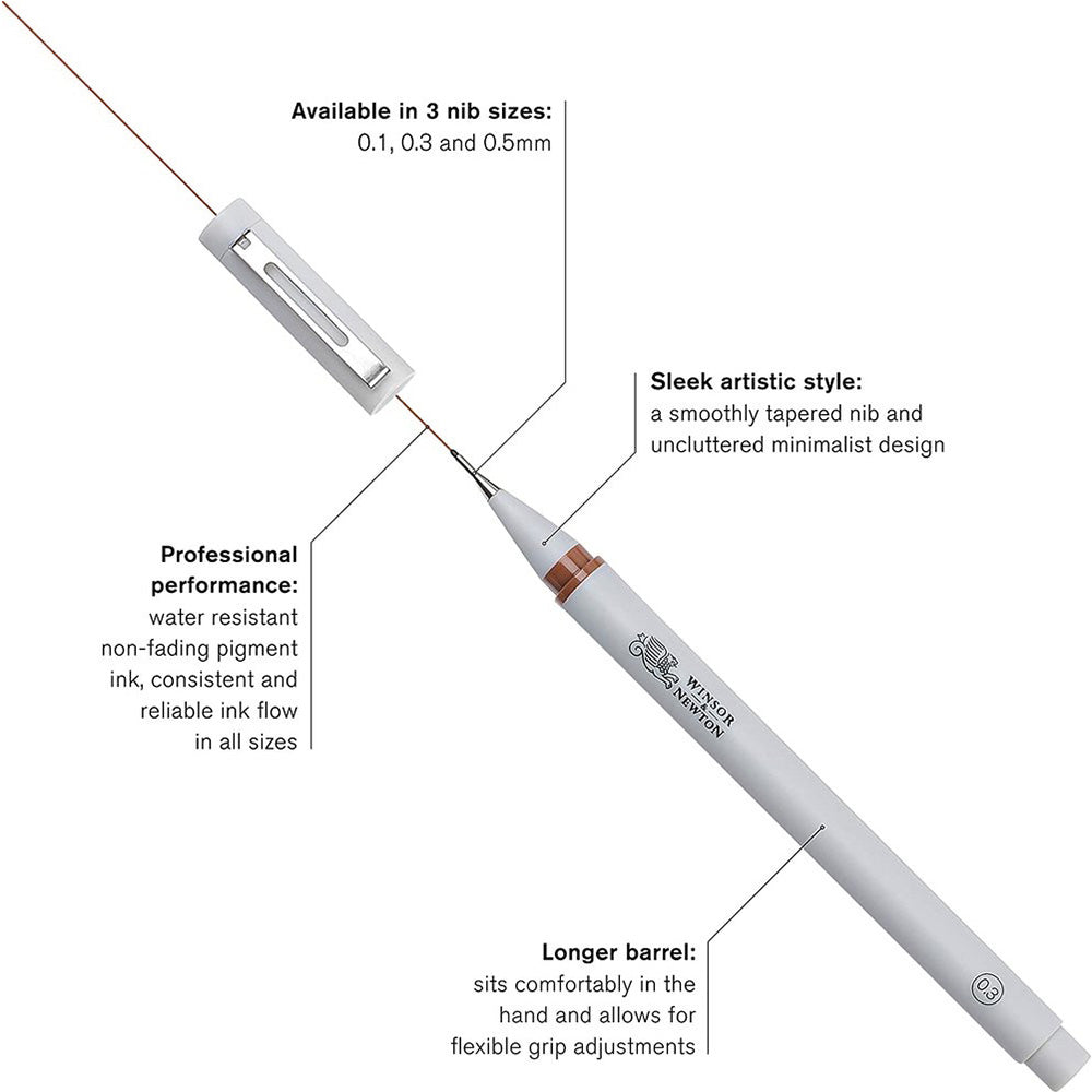 Winsor & Newton Fineliner 0.3mm Sepya İnce Çizim Kalemi
