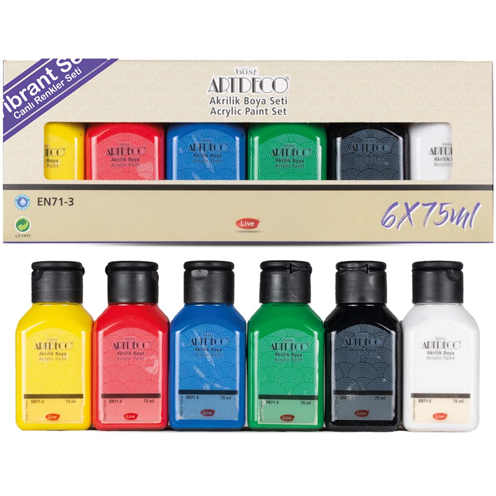 Artdeco Akrilik Boya 6x75ml Set - Canlı Renkler