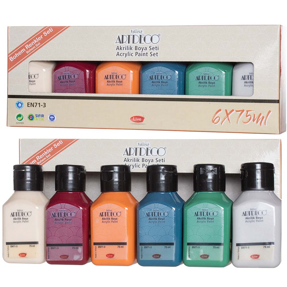 Artdeco Akrilik Boya Seti 6x75ml Bohem Renkler