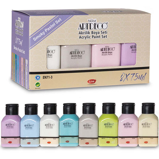 Artdeco Akrilik Boya Seti 8x75ml Set Smoky Pastel Renkler
