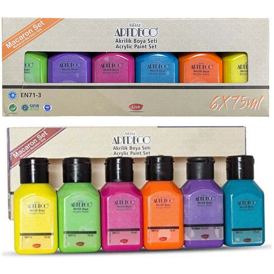 Artdeco Akrilik Boya 6x75ml Set - Makaron Renkler