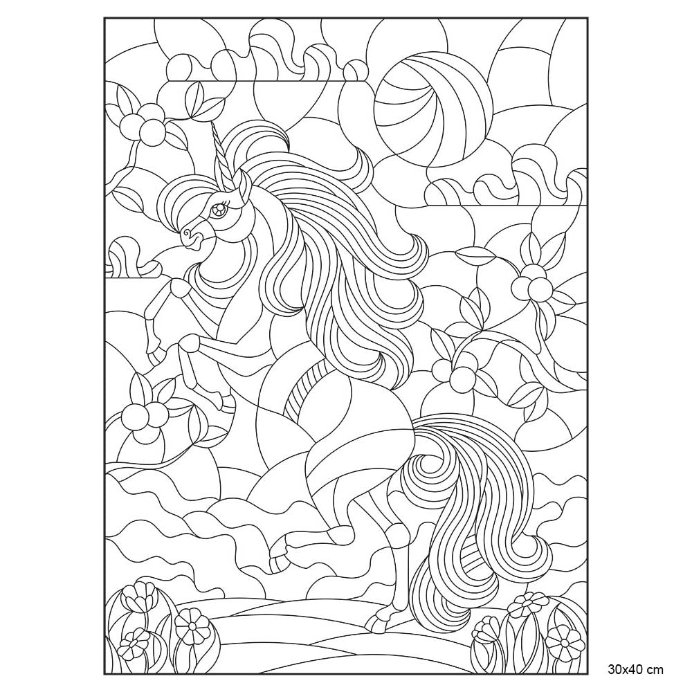 Artdeco Desenli Tuvaller Hayvanlar 30x40cm Tek Boynuzlu At