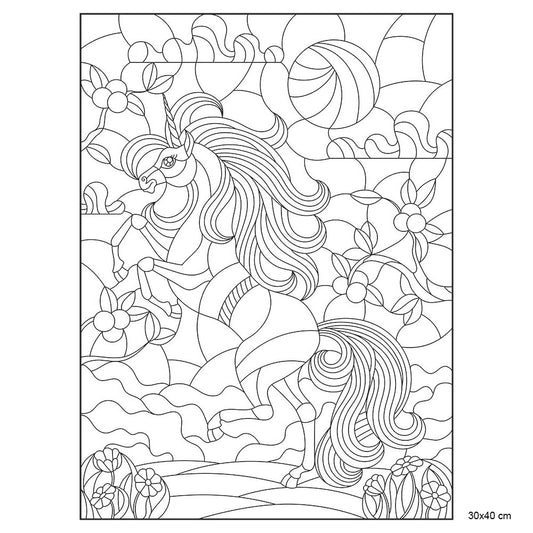 Artdeco Desenli Tuvaller Hayvanlar 30x40cm Tek Boynuzlu At