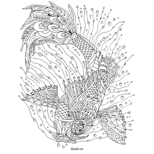 Artdeco Desenli Tuvaller Deniz Altı 30X40cm Koi Balığı