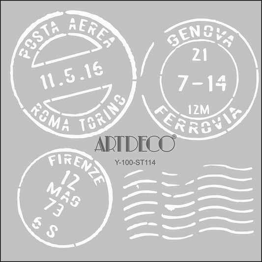 Artdeco Stencil 30x30cm İtalyan Posta Pulu 114