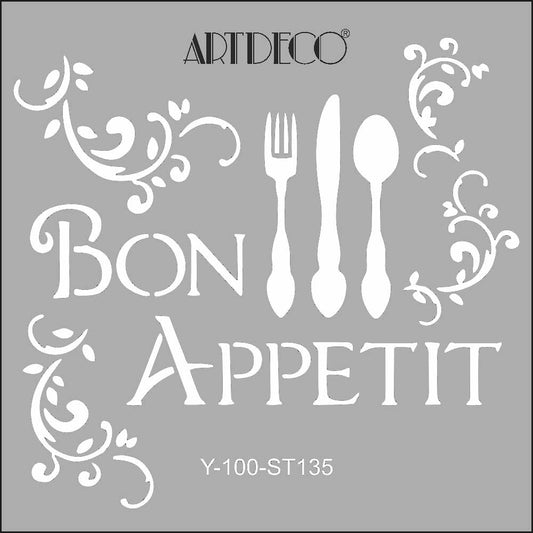 Artdeco Stencil 30x30cm Afiyet Olsun 135