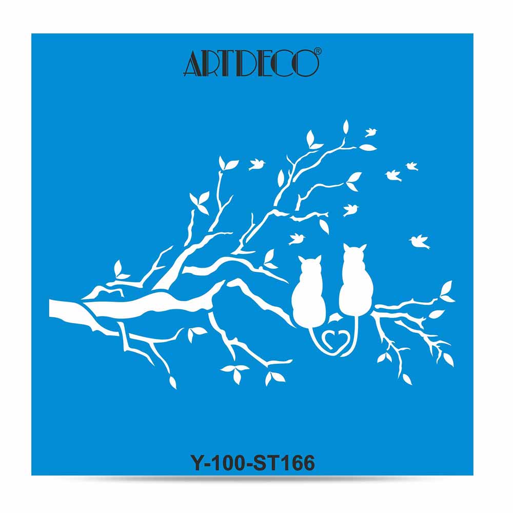 Artdeco Stencil 30x30cm Kedi Aşkı 166