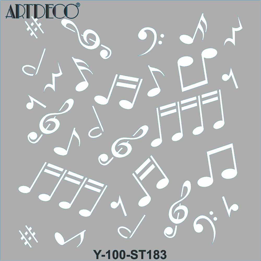 Artdeco Stencil 30x30cm Notalar 183