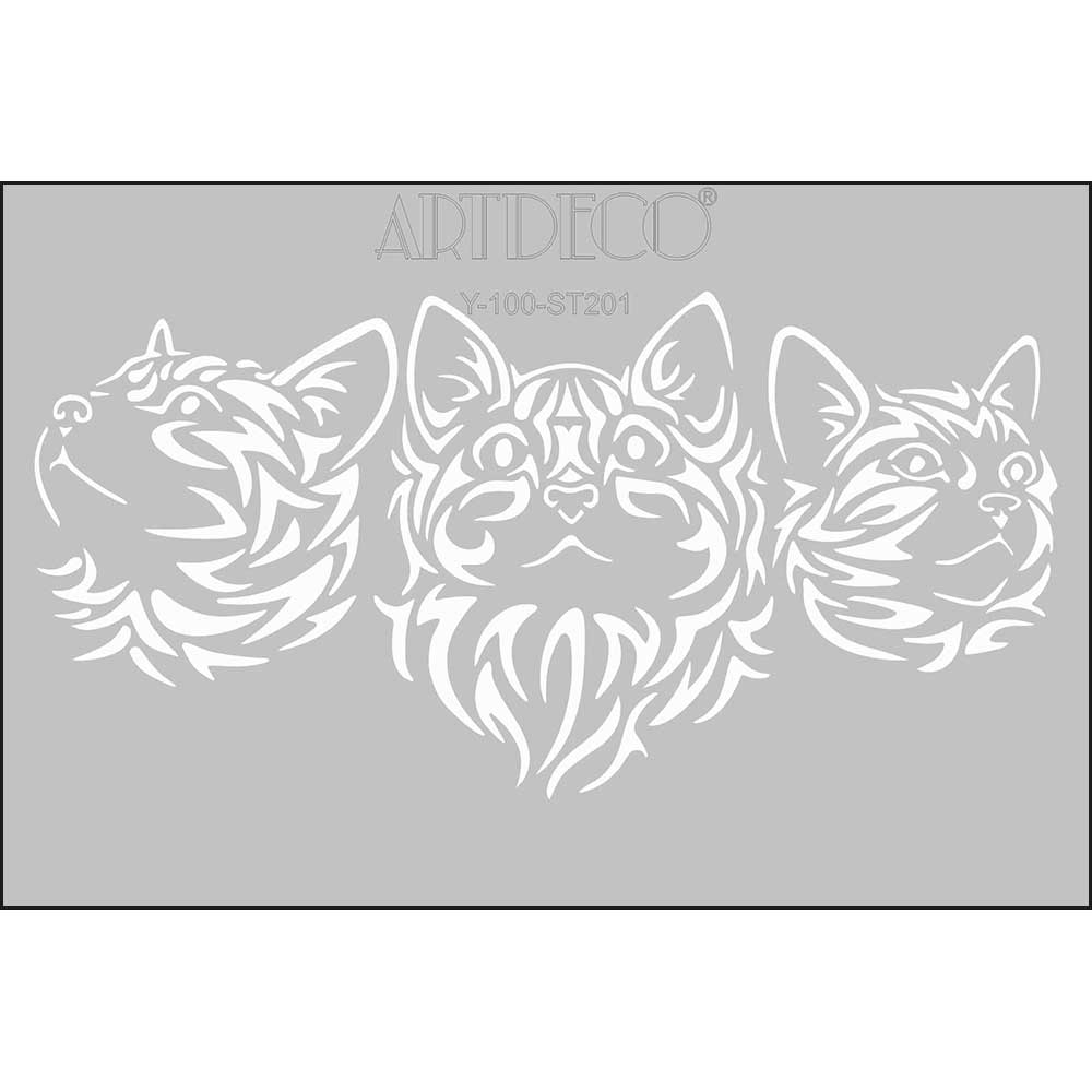 Artdeco Stencil A4 Üç Kedi 201