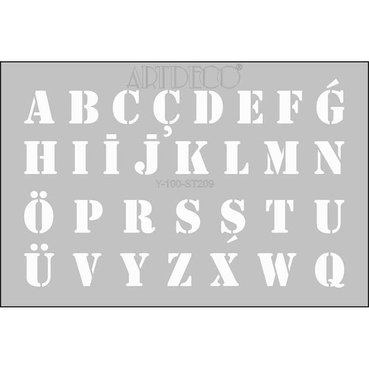 Artdeco Stencil A4 Harfler 209