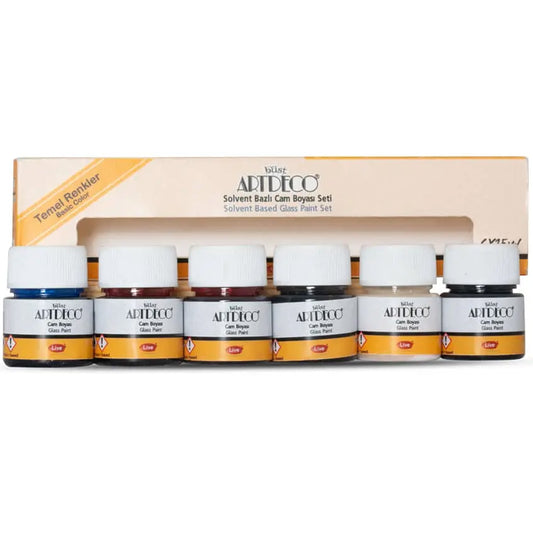 Artdeco Su Bazlı Cam Boyası Seti 6x25ml Temel Renkler