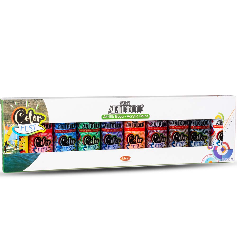 Artdeco Colorfest Akrilik Boya Seti 10x50ml Temel Renkler
