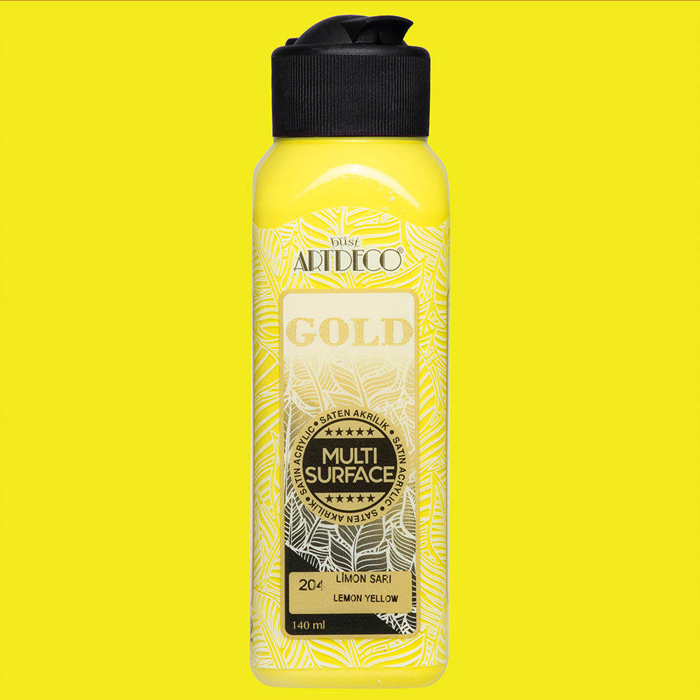 Artdeco Gold Multi-Surface Akrilik Boya 140ml Limon Sarı 204