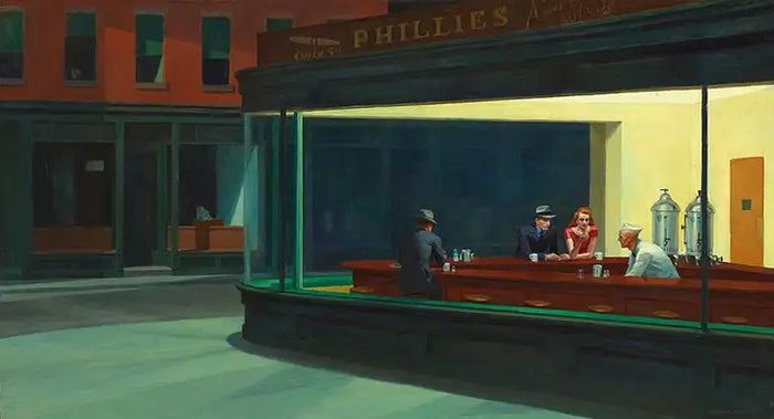Nighthawks (Gece Kuşları) - 1942 - 84.1 cm × 152.4 cm, Tuval üzerine yağlı boya