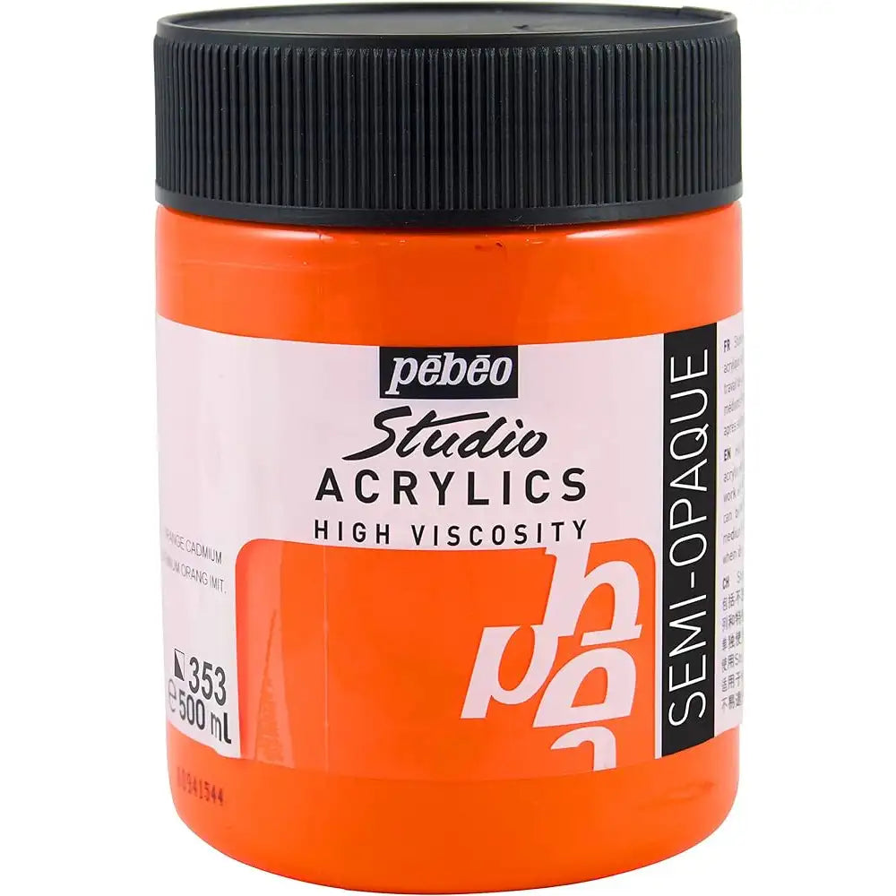 Pebeo Acrylic Studio 500ml Iridescent Orange Yellow (Dyna) 353