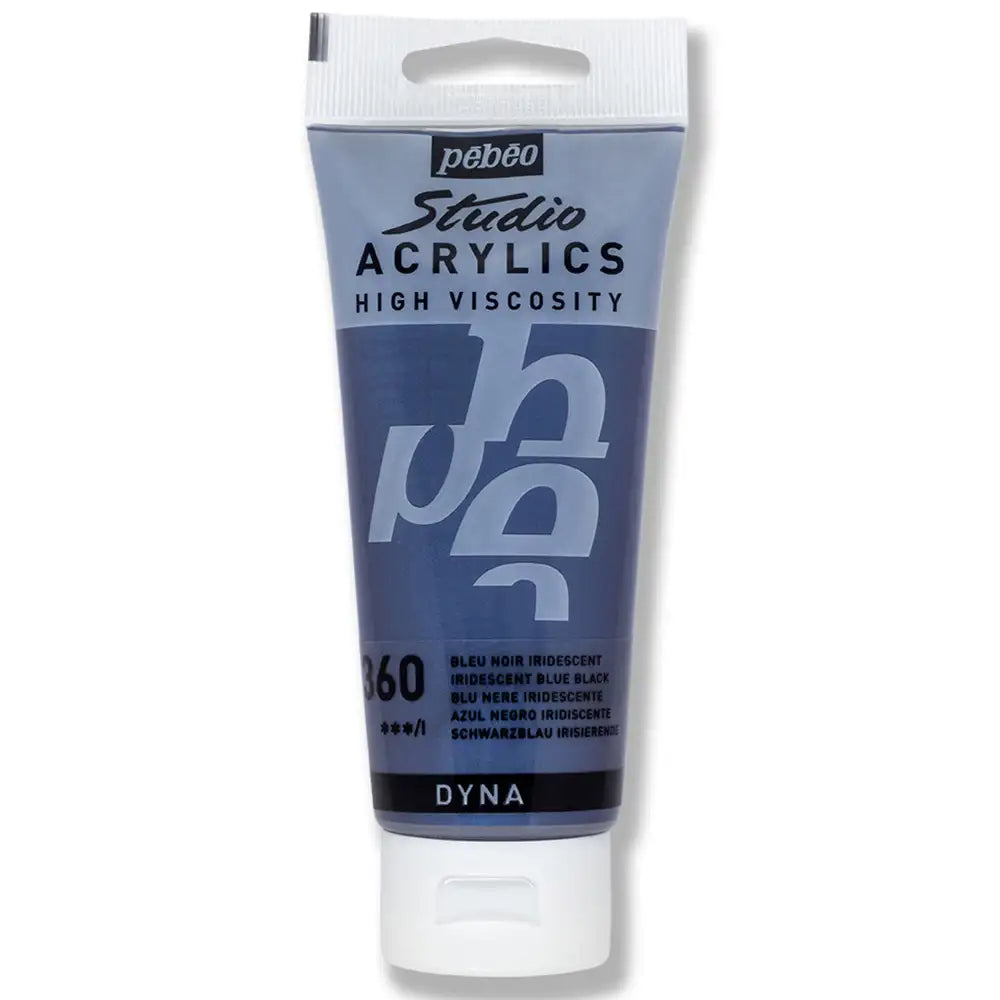 Pebeo Acrylic Studio 100ml Iridescent Blue Black (Dyna) 360