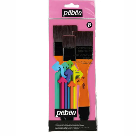 Pebeo Fırça Seti 17 3'lü Sentetik Kıl Zemin Fırçası