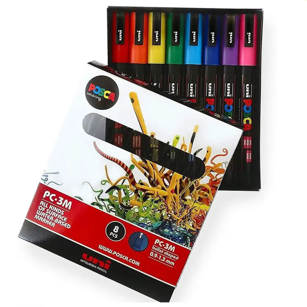 Uni Posca PC-3M (0.9-1.3mm) Ana Renkler Set (7+1)
