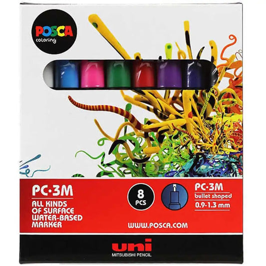 Uni Posca PC-3M (0.9-1.3mm) Toprak Renkler Set (7+1)