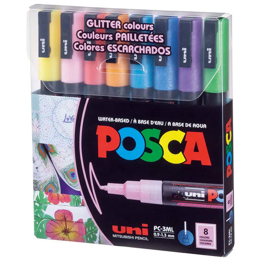 Uni Posca PC-3M (0.9-1.3mm) Simli Renkler 8'li