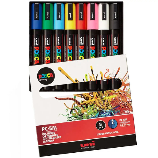 Uni Posca PC-5M (1.8-2.5mm) Çiçek Renkleri Set (7+1)