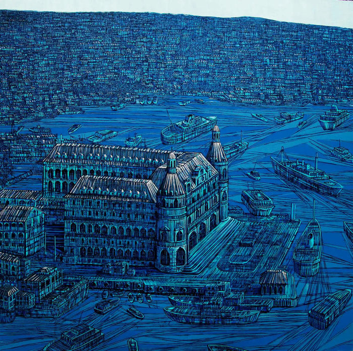 İstanbul - Haydarpaşa - 2014 - Tuval üzerine karışık teknik, 140 x 140 cm