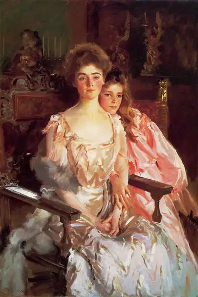 Mrs Fiske Warren (Gretchen Osgood) and her Daughter Rachel - 1903 - 102.55 x 152.4 cm, Tuval üzerine
