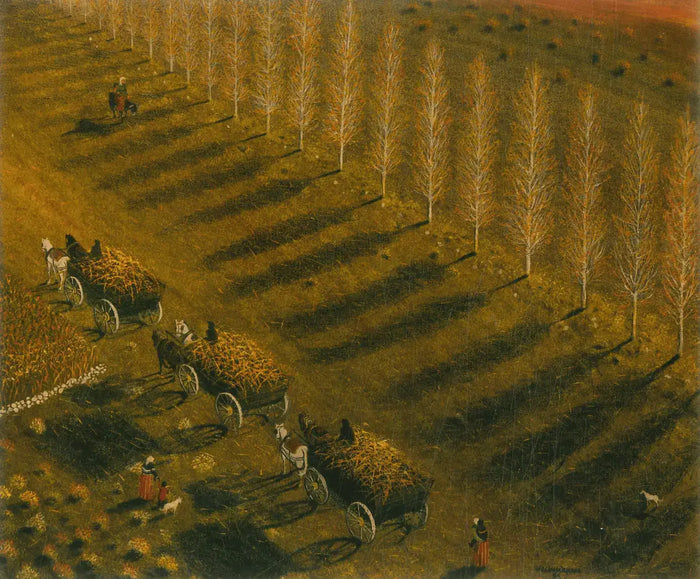 Kuş Bakışı Saman Arabaları - 1983 - 50x60 cm, Tuval Üzerine Yağlı Boya