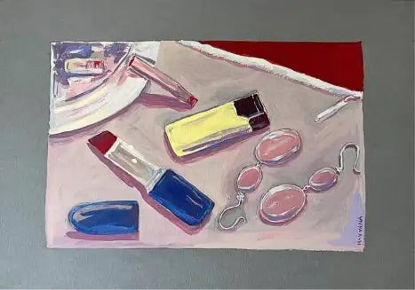 Nighstand - 2023 - Kağıt üzerine akrilik boya, 30 x 21.1 cm