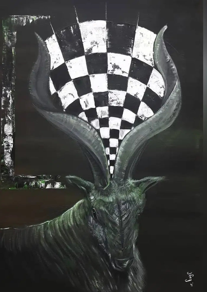 Keçi - 2021 - Akrilik boya ile yapılan 50×70 boyutlarındaki bu çalışma, tamamen orijinal bir tasarım