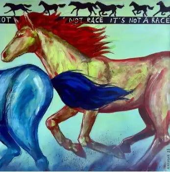 It's Not A Race - 2018 - Tuval üzerine karışık teknik, 78.7 x 78.7 cm