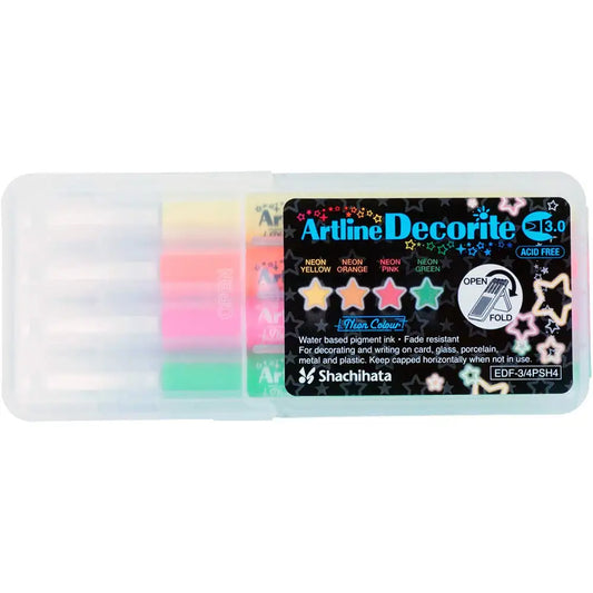 Artline Decorite Chisel Type Kesik Uçlu Marker 4'lü Set Neon
