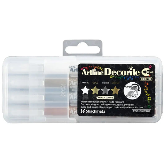 Artline Decorite Brush Marker Esnek Uçlu Fırça Kalem 4'lü Set No:2