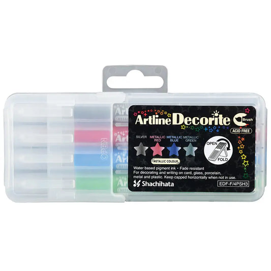Artline Decorite Brush Marker Esnek Uçlu Fırça Kalem 4'lü Set No:3