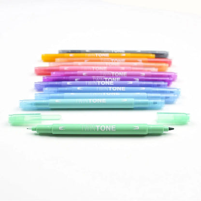 Tombow TWIN TONE Markör Seti Pastels (Pastel Renkler) 12 renk