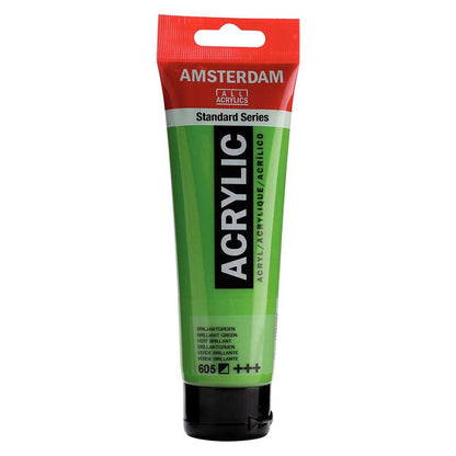 Talens Amsterdam Acrylic 120ml Brilliant Green 605 ön cephe etiketi